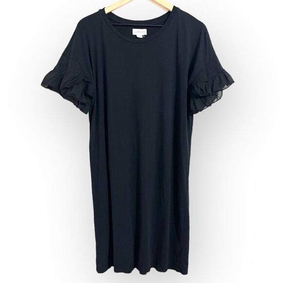 Velvet by Graham & Spencer's Sibel Cotton Contrast Ruffle Dress Black Size M - Picture 11 of 12